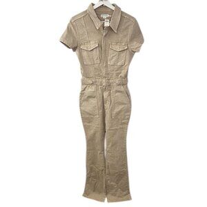 Good American Fit For Success Bootcut Jumpsuit, Light Sand, Zip, Size Small, NWT
